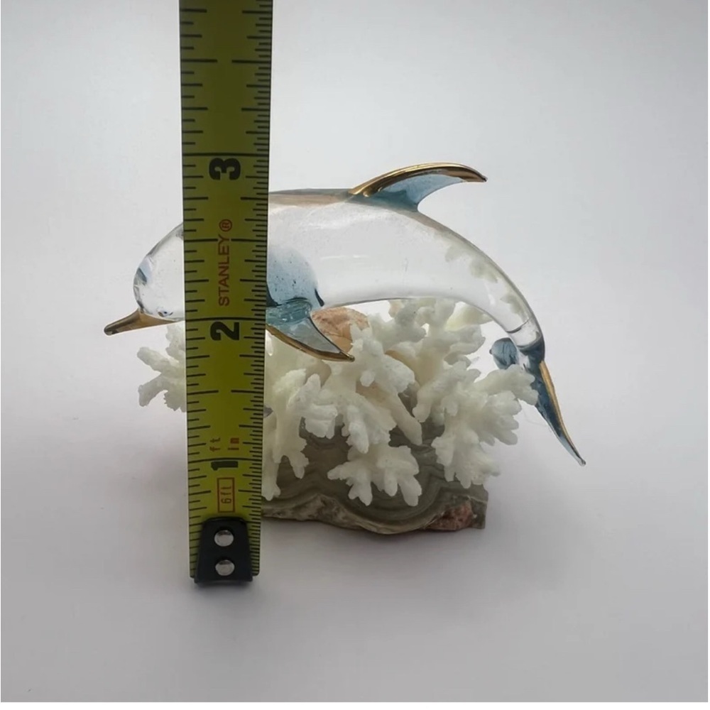 Elegant Glass Dolphin Figurine with Gold Accents - Picture 8 of 9